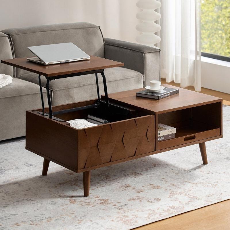 Sara Doody Endüstriyel Ahşap Kaldırılabilir Üstü Kahvehane Sehpası 120x60x45 cm - 101406