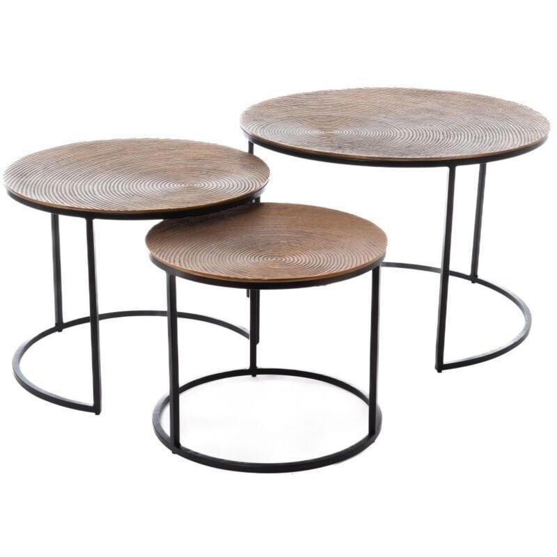 Sarı Alüminyum Yuvarlak Zigon Sehpa 50x50x40 cm - 107037