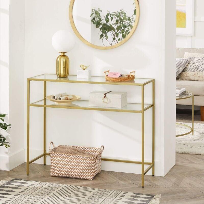 Sarı Metal Ayarlanabilir Ayaklı Gold Yan Sehpa-100x35x80 cm - 112009