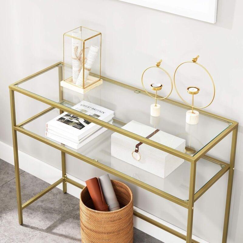 Sarı Metal Ayarlanabilir Ayaklı Gold Yan Sehpa-100x35x80 cm - 112009