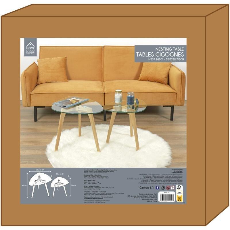 Şeffaf Ahşap Modern Cam Yan Sehpa-43x60x45 cm - 111281