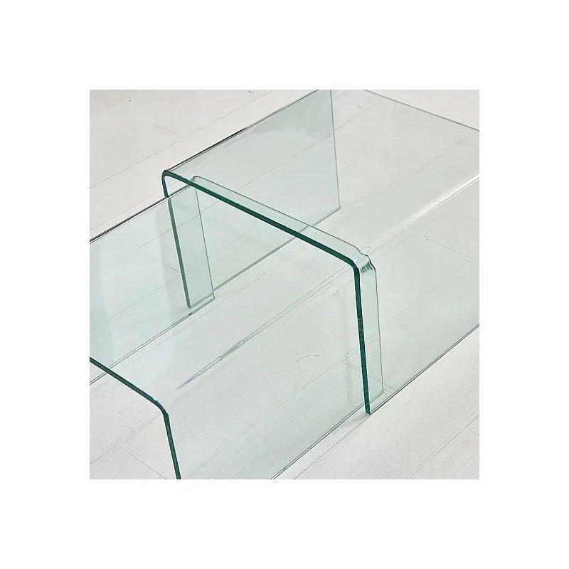 Şeffaf Cam İkili Zigon Sehpa 50x45x33 cm - 106645