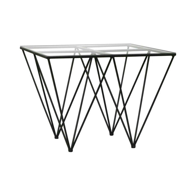 Şeffaf Cam Metal Geometrik Tasarım Yan Sehpa-60x60x45 cm - 110195