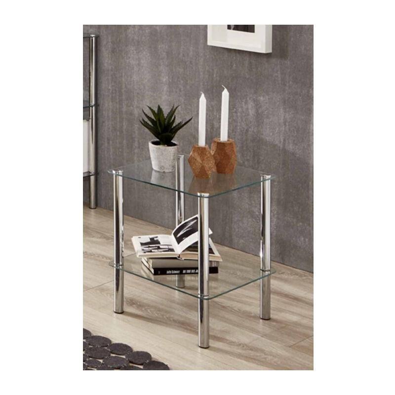 Şeffaf Cam Modern Cam Yan Sehpa-39x39x47 cm - 111537