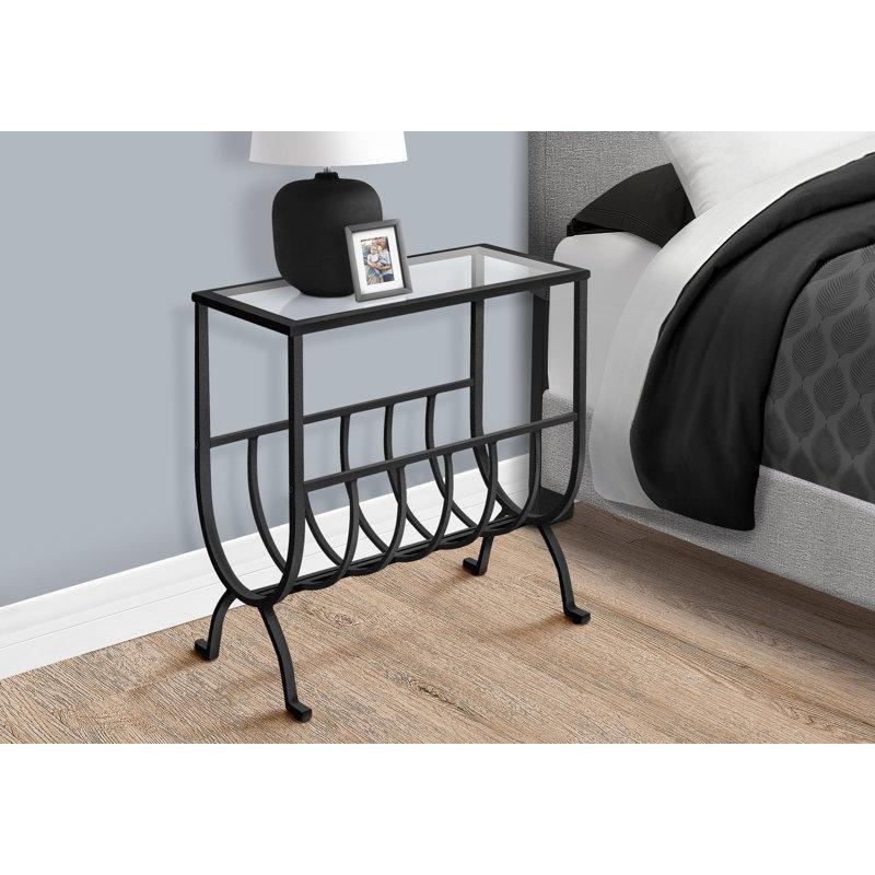 Şeffaf Cam Raflı Gazetelik Yan Sehpa-47x30x56 cm - 112923