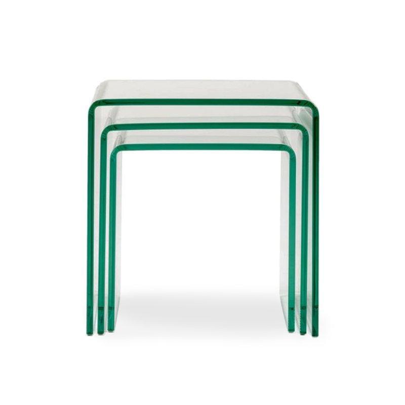 Şeffaf Cam Üçlü Zigon Sehpa 42x42x42 cm - 108589