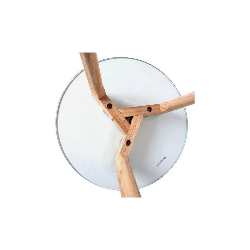 Şeffaf Cam Zigon Sehpa İkili Set 50x43 cm Kahverengi Ahşap Ayaklı - 106597