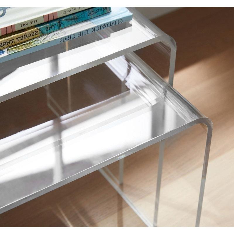 Şeffaf Pleksi Zigon Sehpa Üçlü Set 41x30x37 cm - 108592