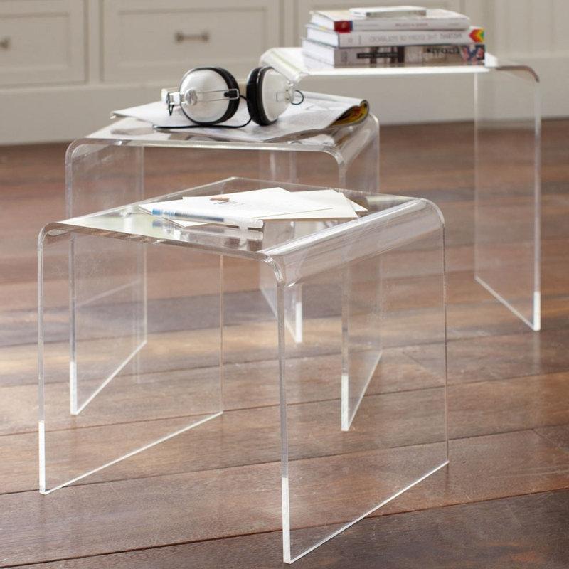 Şeffaf Pleksi Zigon Sehpa Üçlü Set 41x30x37 cm - 108592