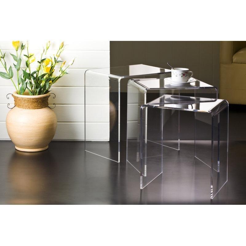Şeffaf Pleksi Zigon Sehpa Üçlü Set 46x30x29 cm Dikdörtgen - 108583