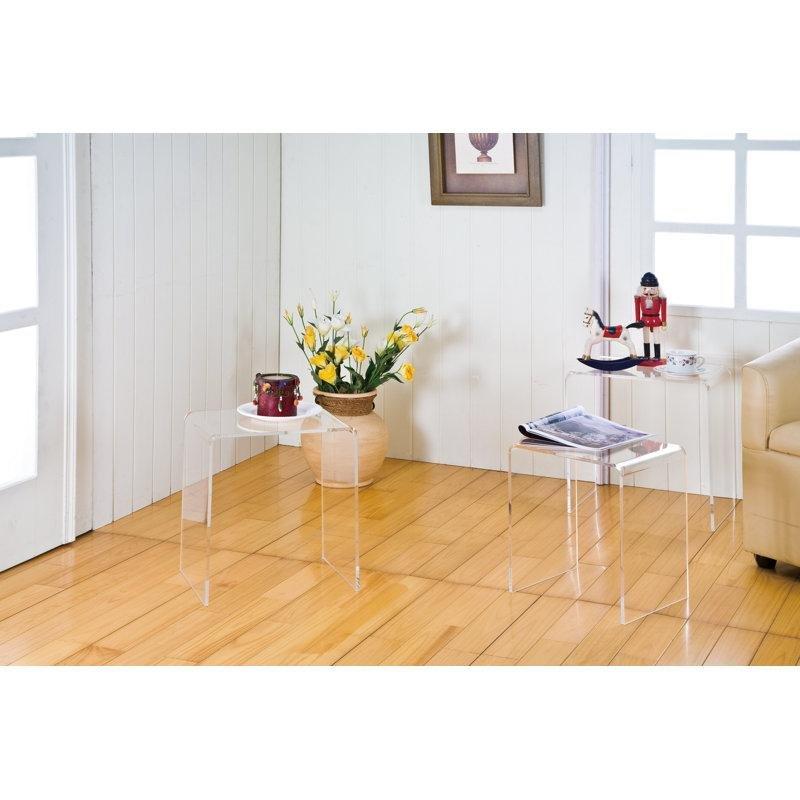 Şeffaf Pleksi Zigon Sehpa Üçlü Set 46x30x29 cm Dikdörtgen - 108583