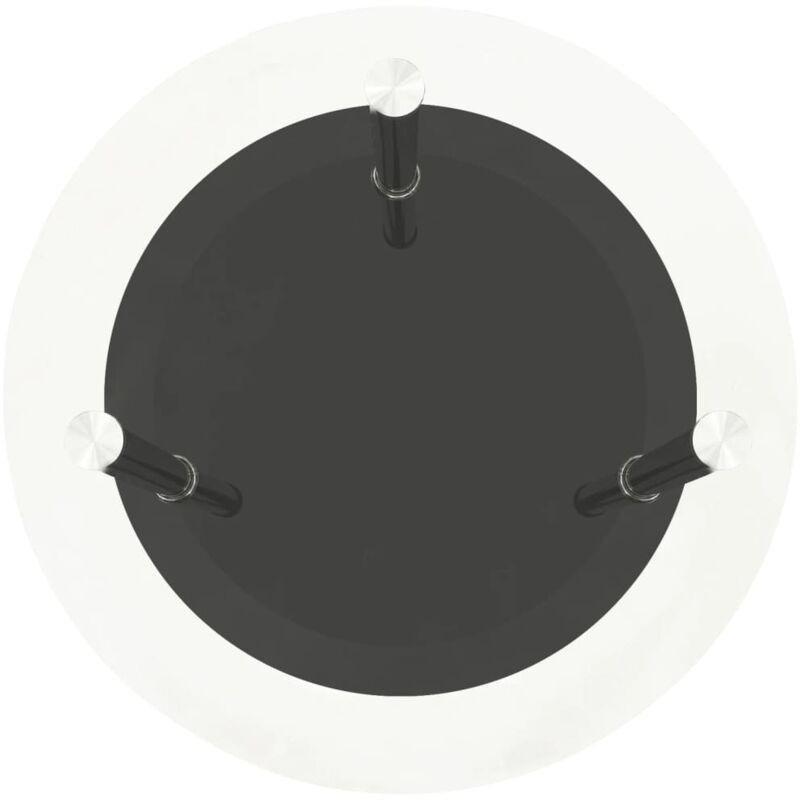 Şeffaf Siyah Temperli Cam 2 Katlı Yuvarlak Mermer Yan Sehpa-38x50 cm - 110536