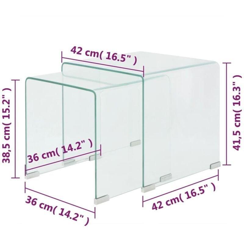 Şeffaf Temperli Cam 2'li Yuvalanabilir Orta Sehpa 42x42 cm - 102856