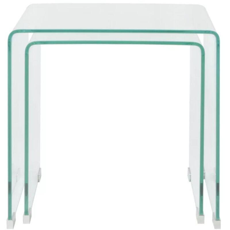 Şeffaf Temperli Cam 2'li Yuvalanabilir Orta Sehpa 42x42 cm - 102856