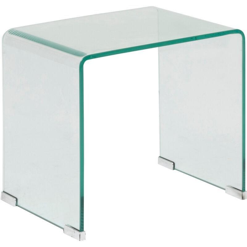 Şeffaf Temperli Cam İç İçe Geçebilen Cam Yan Sehpa-51x30x47 cm - 111473