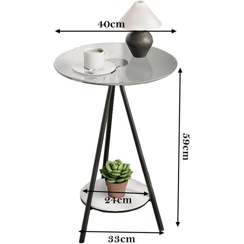 Şeffaf Temperli Cam Modern Cam Yan Sehpa-40x40x59 cm - 111285