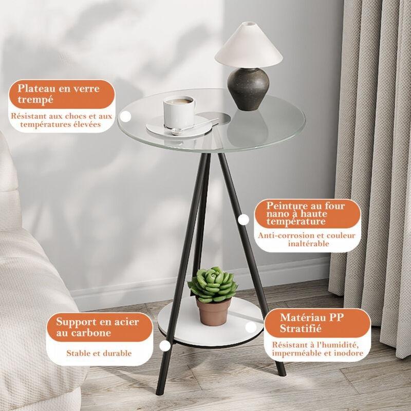 Şeffaf Temperli Cam Modern Cam Yan Sehpa-40x40x59 cm - 111285