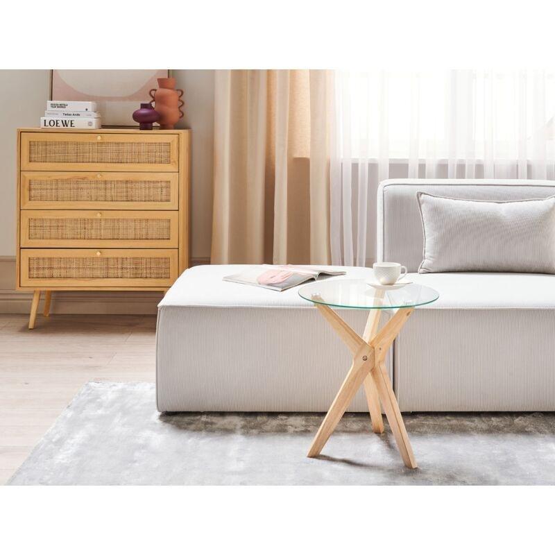 Şeffaf Temperli Cam Modern Cam Yan Sehpa-45x45x51 cm - 111320