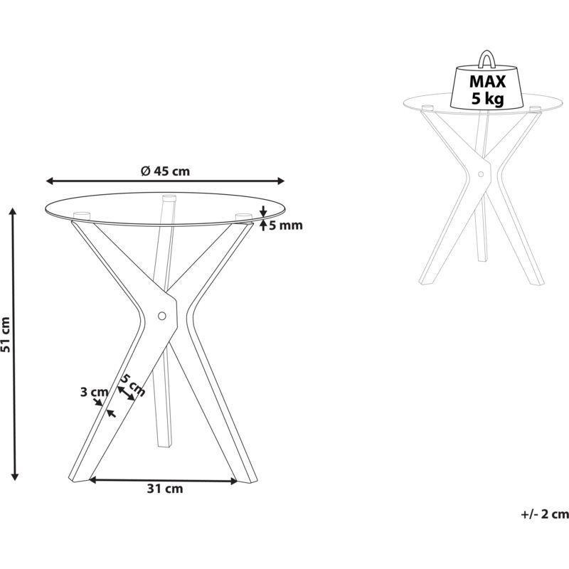 Şeffaf Temperli Cam Modern Cam Yan Sehpa-45x45x51 cm - 111320