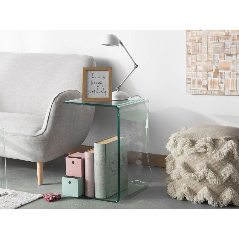 Şeffaf Temperli Cam Parlak Minimalist Cam Yan Sehpa-40x40x61 cm - 111401