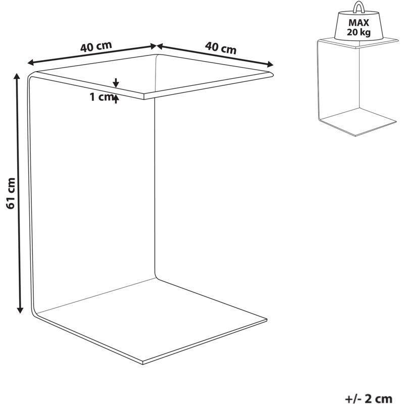 Şeffaf Temperli Cam Parlak Minimalist Cam Yan Sehpa-40x40x61 cm - 111401