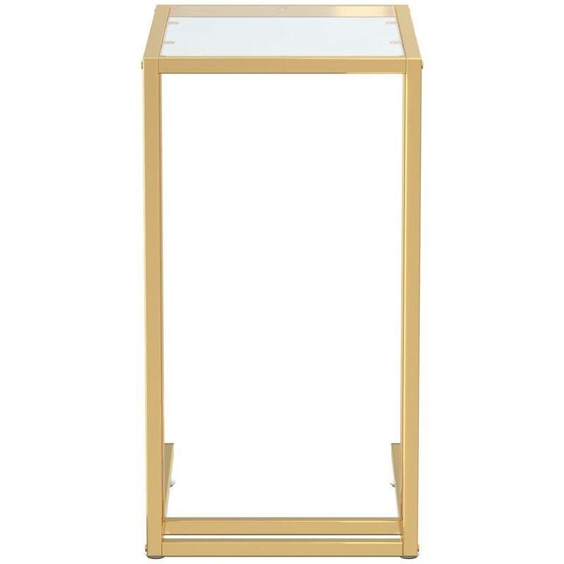 Şeffaf Temperli Cam Toz Boyalı Demir Bilgisayar Uyumlu Cam Yan Sehpa-50x35x65 cm - 111516