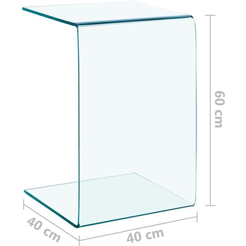 Şeffaf Temperli Cam Yatay Dikey Kullanımlı Cam Yan Sehpa-40x40x60 cm - 111267