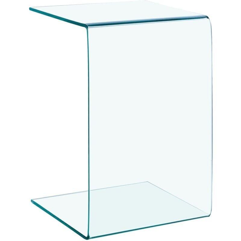 Şeffaf Temperli Cam Yatay Dikey Kullanımlı Cam Yan Sehpa-40x40x60 cm - 111267