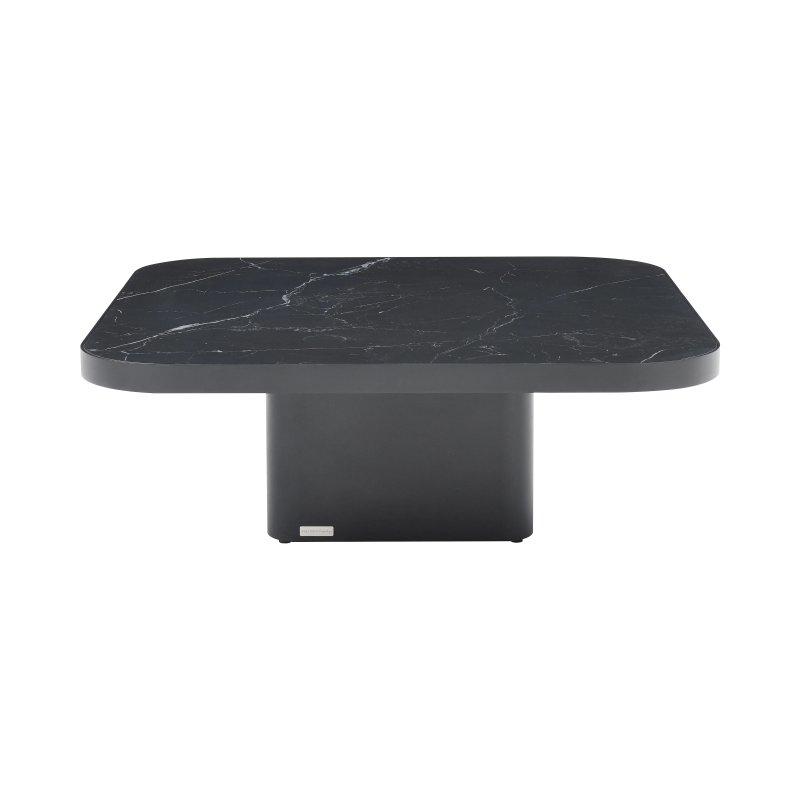 Seramik Cam ve Metal Orta Sehpa Siyah Mermer Tasarım 90x90 cm - 102639