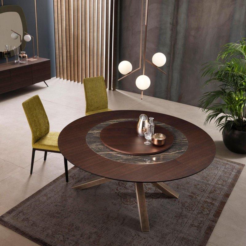 Seramik Insertli Yuvarlak Yemek Masası 70 cm Kahverengi Ahşap - 89047
