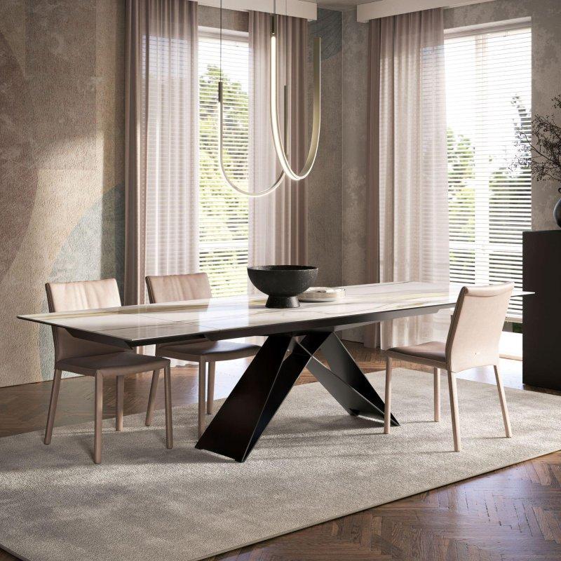 Seramik Masa 160-236 cm Titanyum Siyah Çelik Ayaklı - 89263