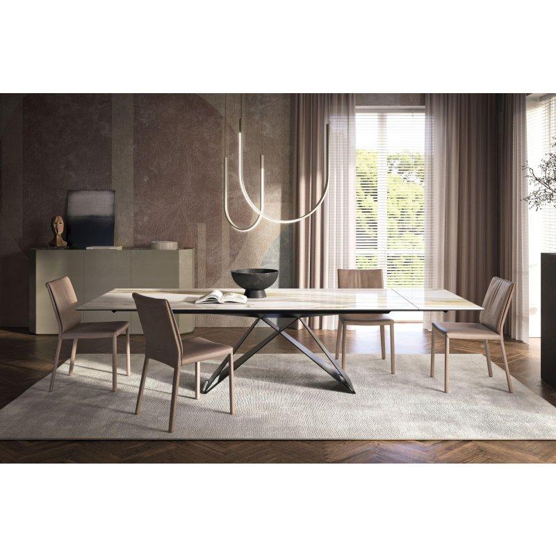 Seramik Masa 160-236 cm Titanyum Siyah Çelik Ayaklı - 89263