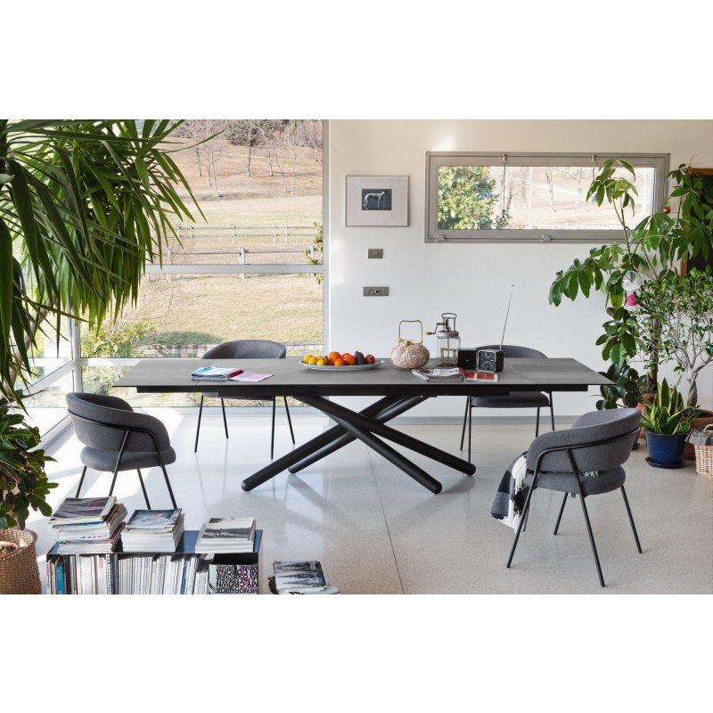 Seramik Masa 200-300x100 cm Siyah Metal Ayaklı - 89431