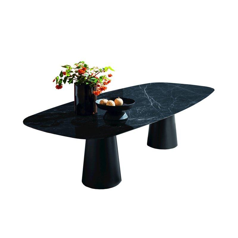 Seramik Masa 220x115 cm Siyah Mermer Desenli - 89575