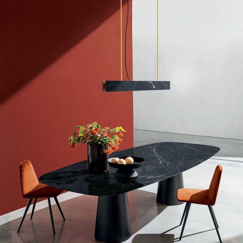 Seramik Masa 220x115 cm Siyah Mermer Desenli - 89575