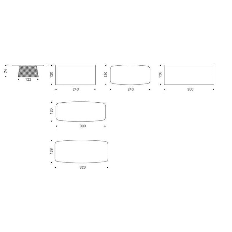 Seramik Masa 240x120 cm Fumé Cam Tabanlı - 89215