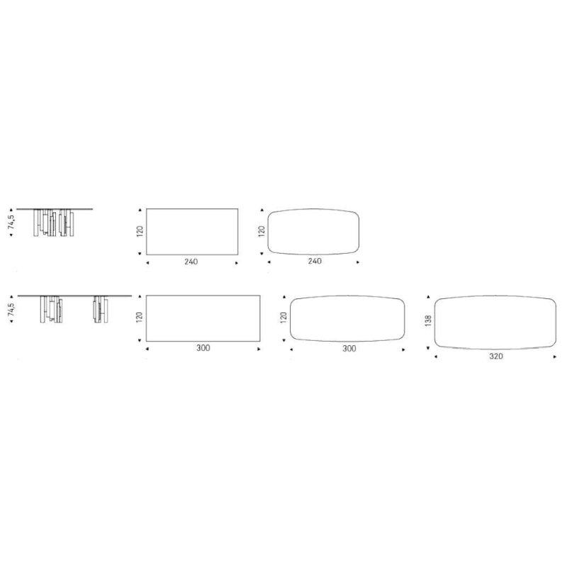 Seramik Masa 240x120 cm Gri Çelik Ayaklı - 89203
