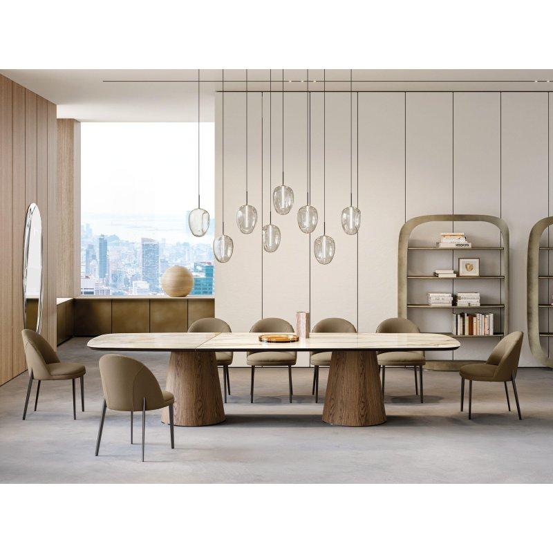 Seramik Masa 340x119 cm Kahverengi Ahşap Ayaklı - 89338