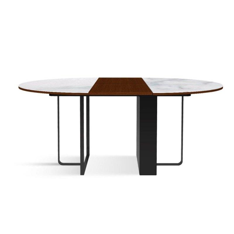 Seramik Masa Beyaz Mermer Desenli Genişletilebilir Yuvarlak 130-220 cm - 89755