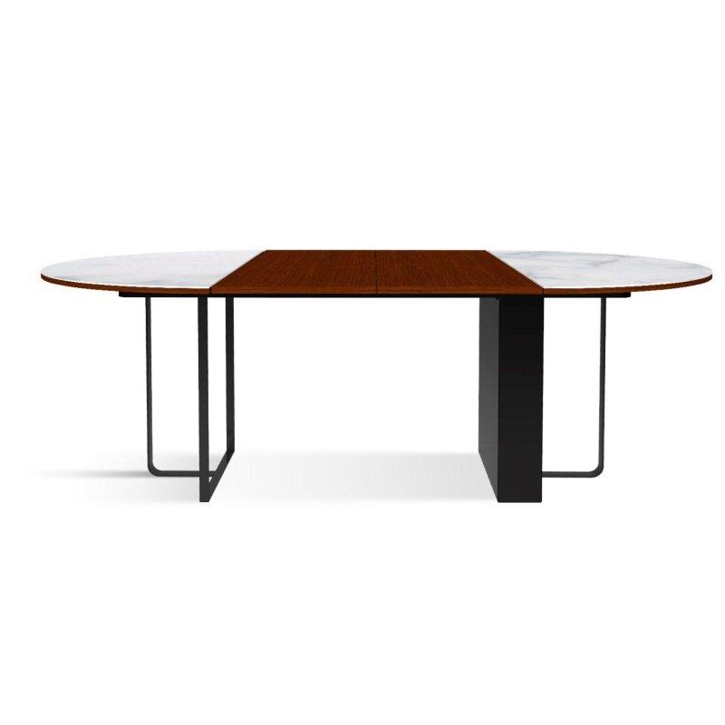 Seramik Masa Beyaz Mermer Desenli Genişletilebilir Yuvarlak 130-220 cm - 89755