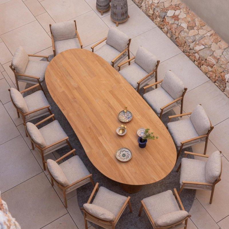 Seramik Masa Beyaz Teak Tabanı 310x135 cm - 89638