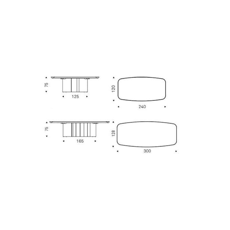 Seramik Masa Gri Çelik Varil Tabanlı 300x128 cm - 89038