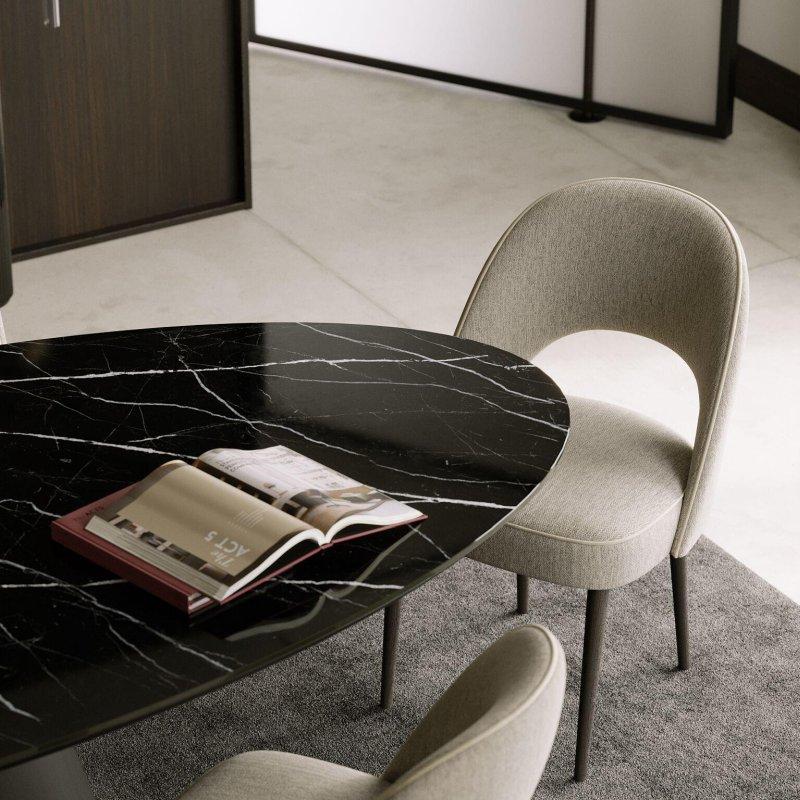 Seramik Masa Oval 220x119x78 cm Siyah Tabanı ile - 89611