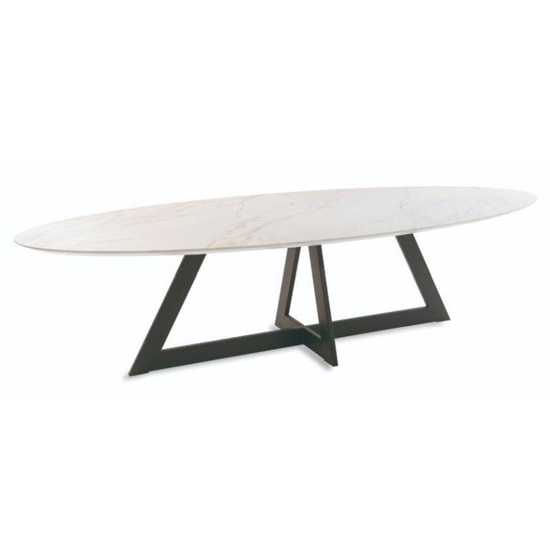 Seramik Masa Oval 250x75 cm Siyah Metal Ayaklı - 89407