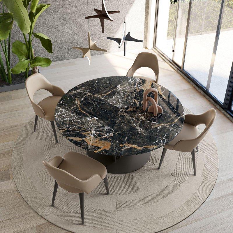 Seramik Masa Siyah Mermer Desen Yuvarlak 120 cm - 89155