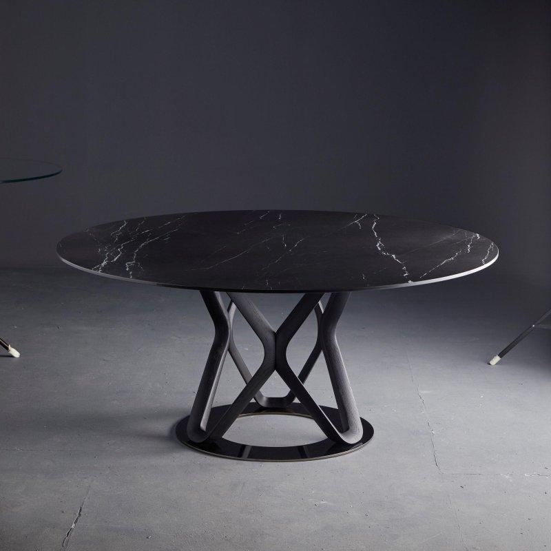 Seramik Masa Siyah Mermer Desenli Yuvarlak 120 cm - 89749