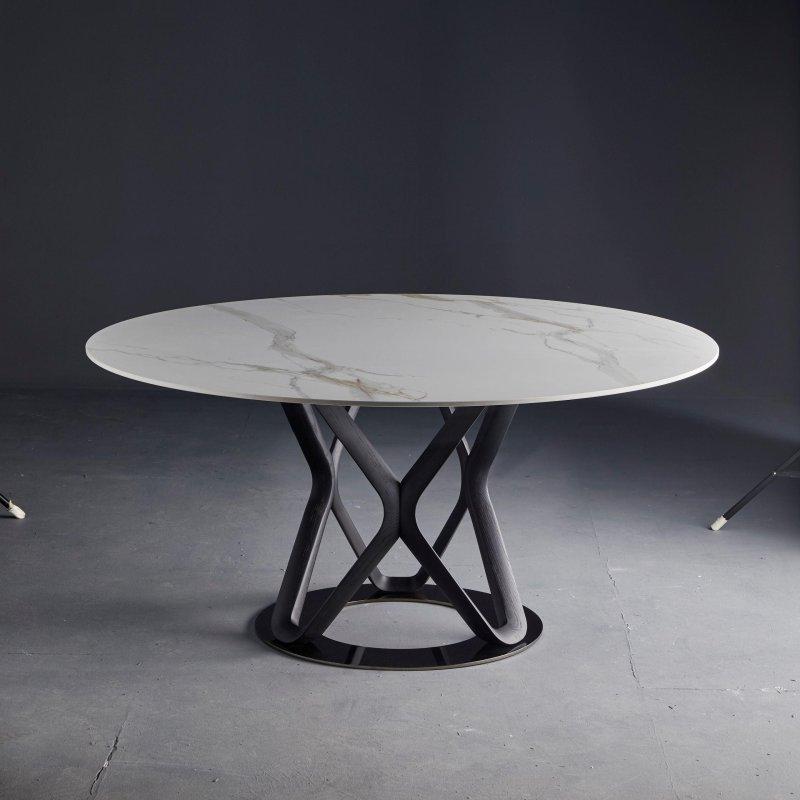 Seramik Masa Siyah Mermer Desenli Yuvarlak 120 cm - 89749