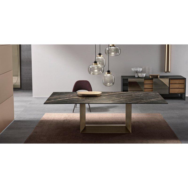Seramik Masa Siyah Metal Ayaklı Açılır 160-250 cm - 89455