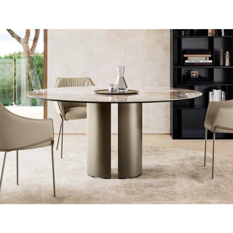 Seramik Masa Yuvarlak 130-160 cm Siyah Metal Ayaklı - 89314