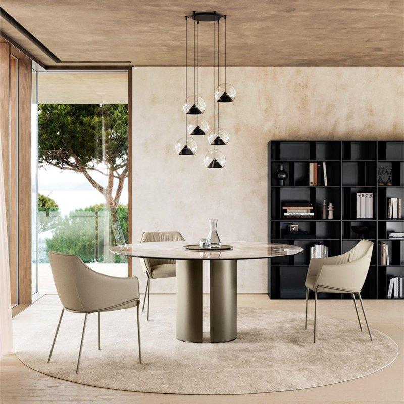 Seramik Masa Yuvarlak 130-160 cm Siyah Metal Ayaklı - 89314